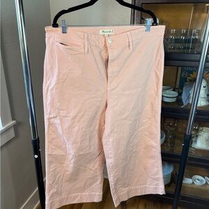 Madewell Pink Wide Leg Crop Pants Women’s 34P | Cotton Blend Stretch